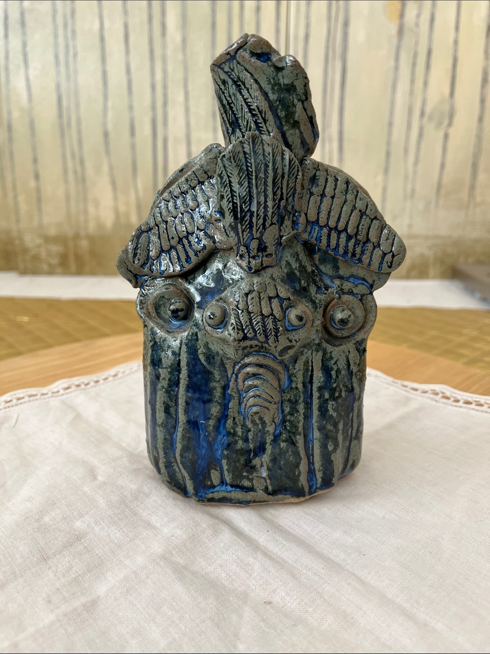 Art Studio Blue, Green Face Jug or Vase